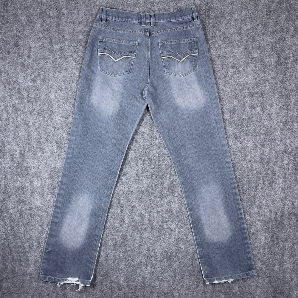 Encrypted Straight Leg Jeans Youth Size 18 Blue Faded Distressed Y2K Streetwear